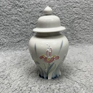 Otagiri Ginger Jar Vintage Floral Lite 6" Japan Porcelain Flowers w/ Lid